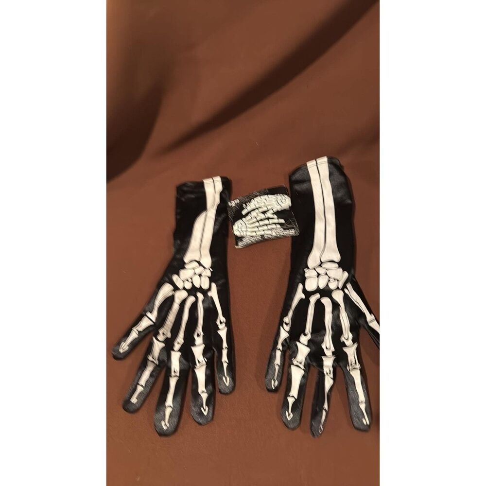 Screamer Halloween Costume Skeleton Gloves  Skeleton Hair Clips Adult Size